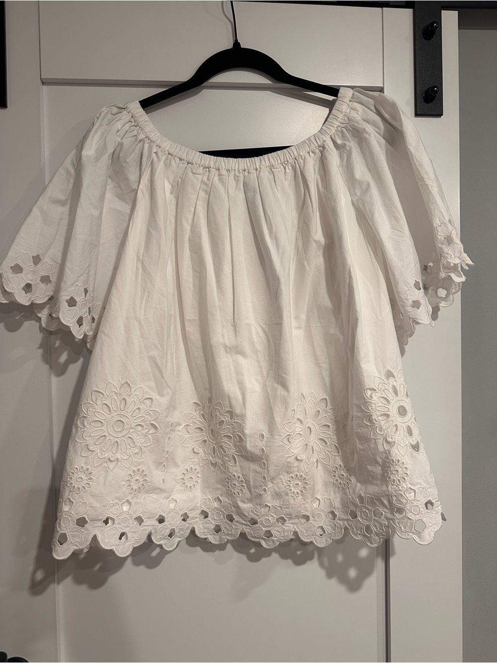 Lauren Ralph Lauren White Eyelet Off-Shoulder Women's Top